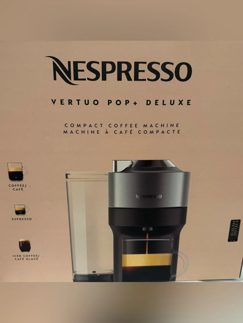 Nespresso Vertuo Pop+ Deluxe Coffee Maker in Titan (gray/black), BRAND NEW